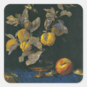 Willem Van Aelst - Still Life With Fruit Square Sticker