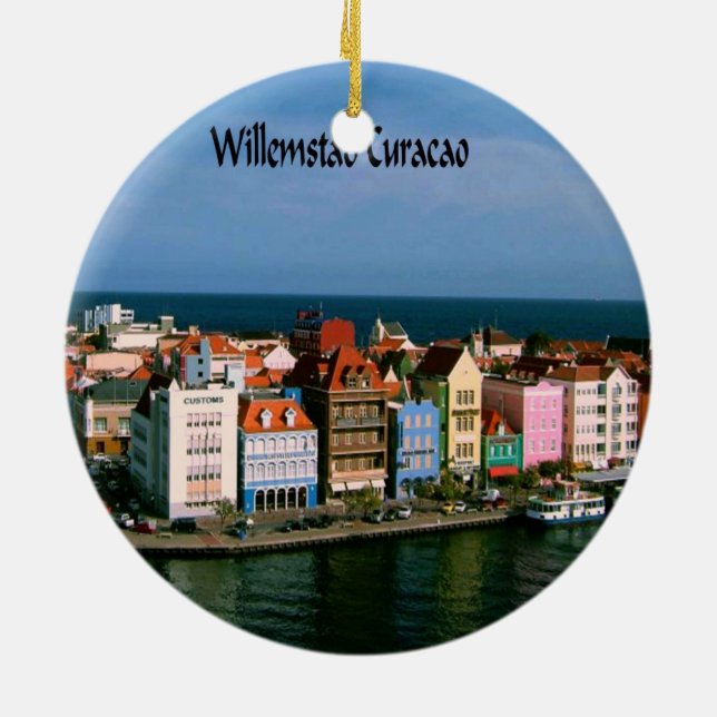 Willemstad Curacao Ceramic Tree Decoration (Back)