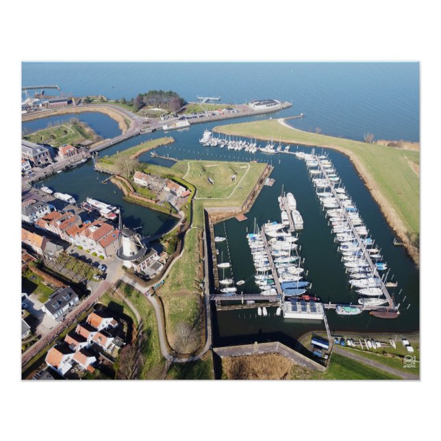Willemstad in the Netherlands with modern port. Poster (Front)