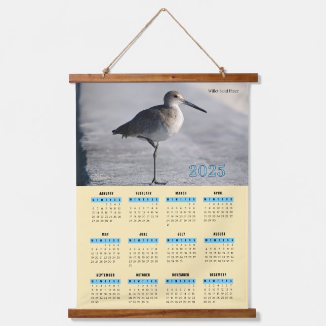 Willet Piper Bird Wall Calendar Hanging Tapestry (Front)