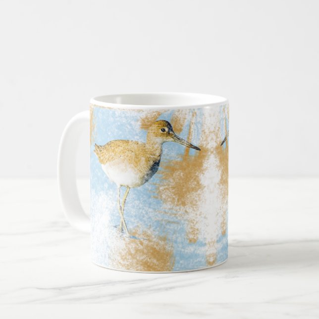 Willet Shorebird Art Coffee Mug (Front Left)