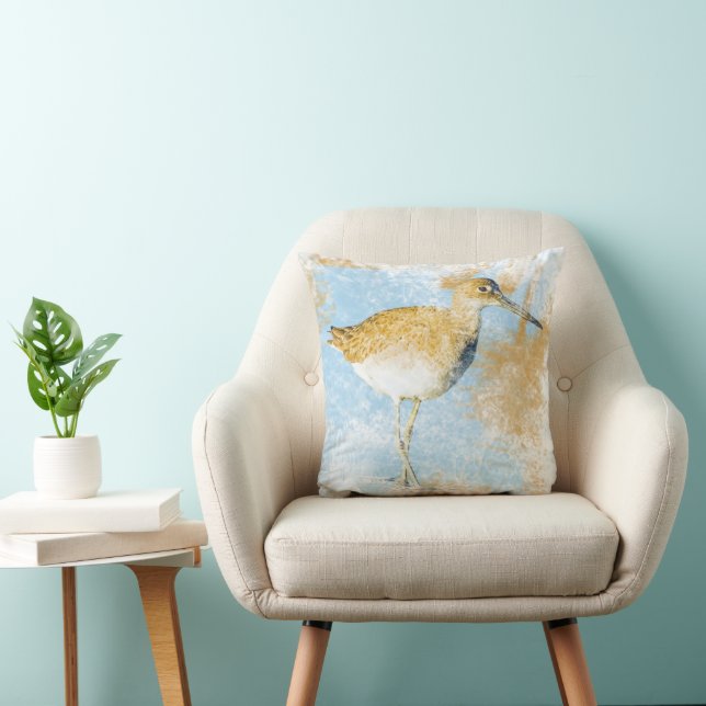 Willet Shorebird Beach Art Cushion (Chair)