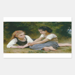 William-Adolphe Bouguereau - The Nut Gatherers Rectangular Sticker
