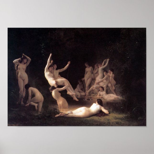 William-Adolphe Bouguereau-The Nymphaeum Poster (Front)