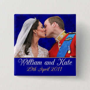 William and Kate Royal Wedding Kiss 15 Cm Square Badge