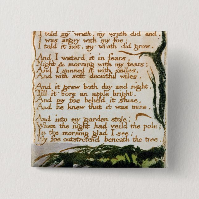 William Blake | A Poison Tree 15 Cm Square Badge (Front)