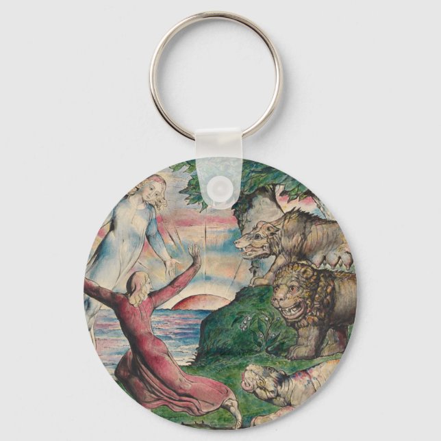 William Blake - Dante Running From The Three Beast Key Ring (Front)