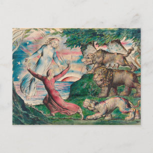 William Blake - Dante Running From The Three Beast Postcard