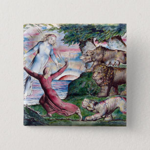 William Blake Dante Running From the Three Beasts 15 Cm Square Badge