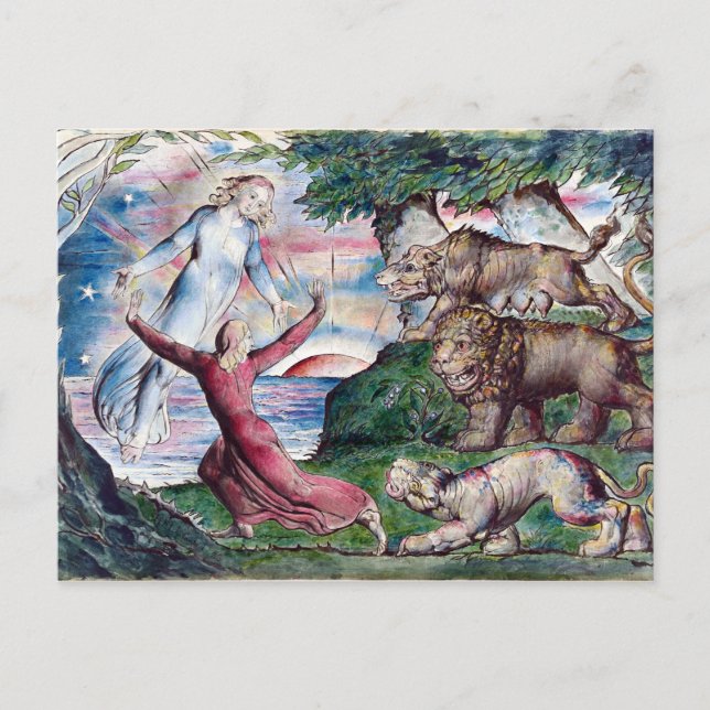 William Blake Dante Running From the Three Beasts Postcard (Front)