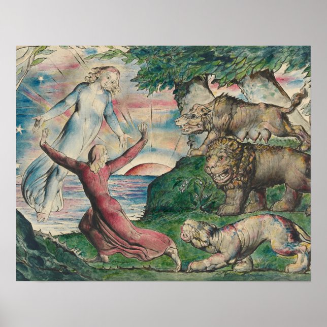 William Blake -Dante Running from the three Beasts Poster (Front)