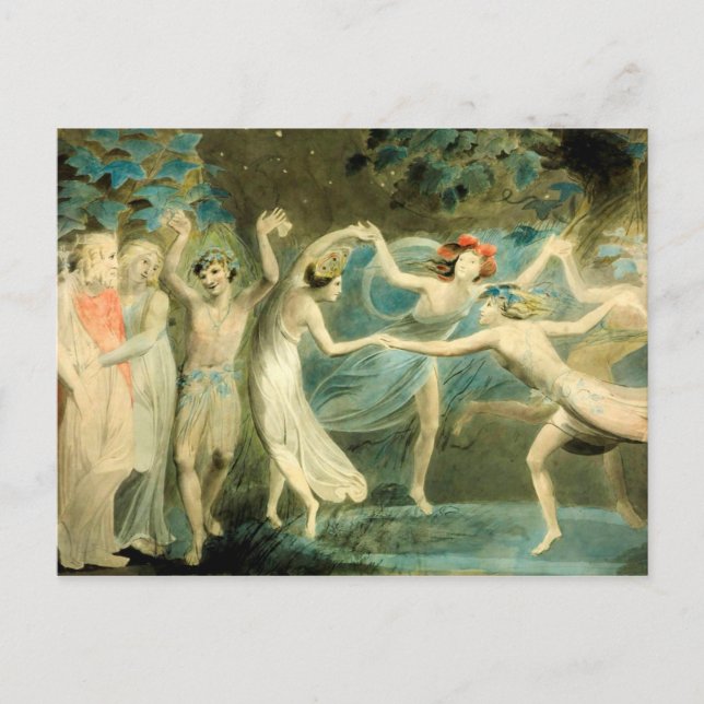 William Blake Oberon, Titania and Puck with Fairie Postcard (Front)