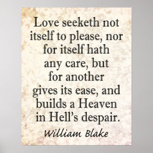 William Blake Quote - Heaven in Hell's Despair Poster