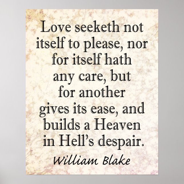 William Blake Quote - Heaven in Hell's Despair Poster (Front)