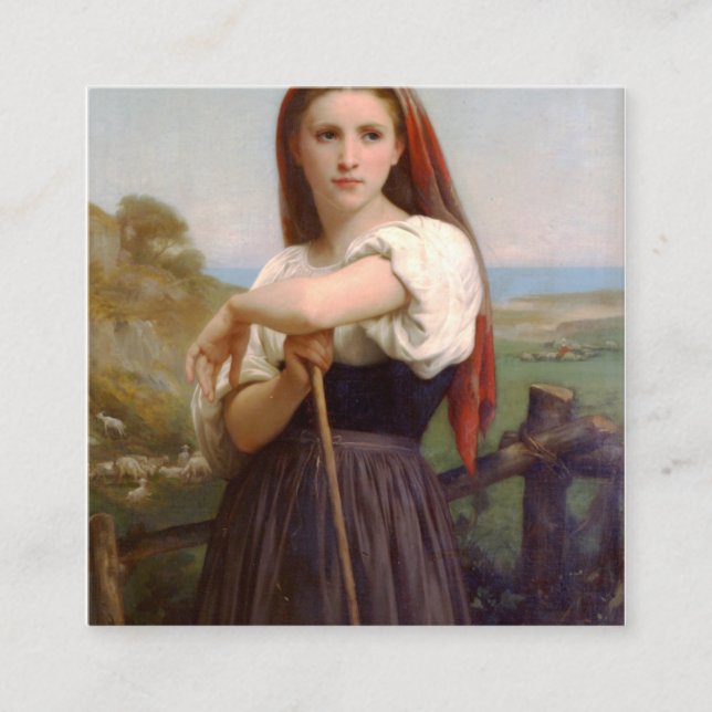 William Bouguereau Shepherdess Square Business Card (Front)