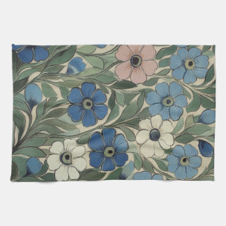 William De Morgan Flowers Tea Towel