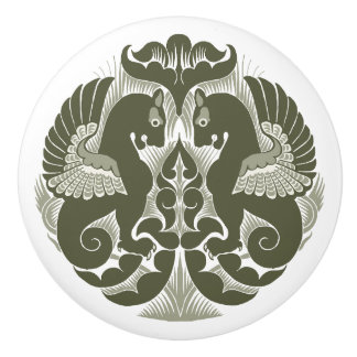 William De Morgan Green Griffins Ceramic Pull