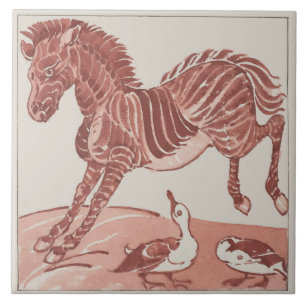William De Morgan - Kicking Zebra   Ceramic Tile