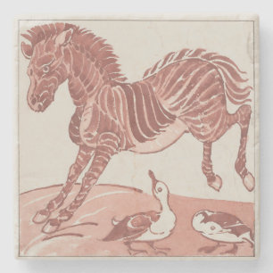 William De Morgan - Kicking Zebra Stone Coaster