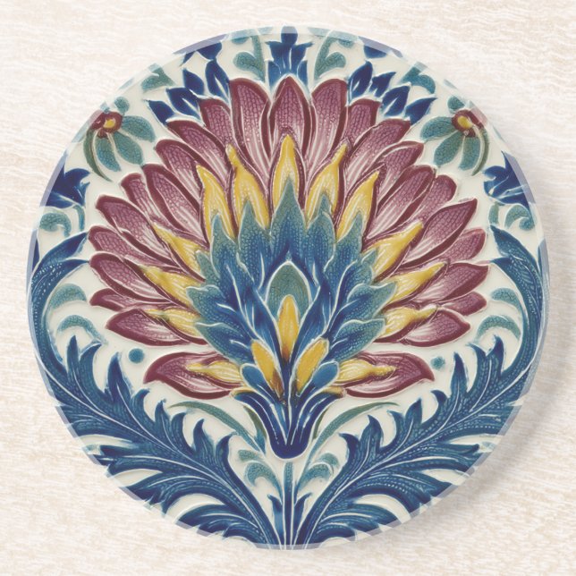 William De Morgan Oriental Flower Coaster (Front)