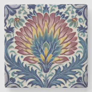 William De Morgan Oriental Flower Stone Coaster