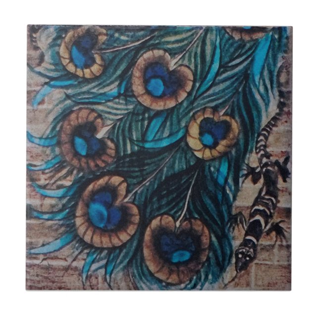 William De Morgan - Peacock - Tile 3 of 3 (Front)
