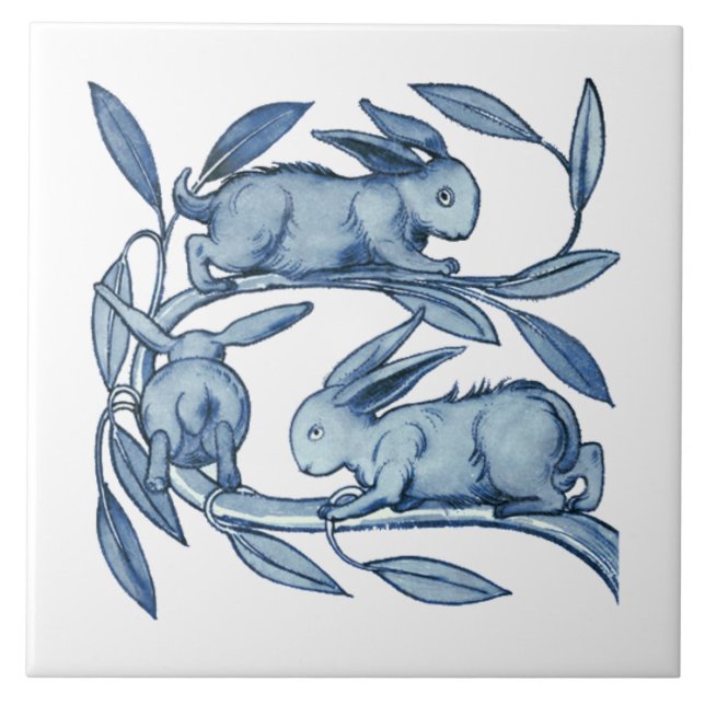 William De Morgan Rabbits Ceramics Ceramic Tile (Front)
