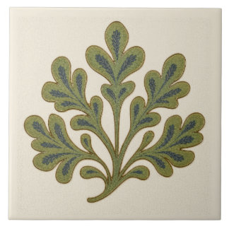 William De Morgan Stylistic Oak Leaf Ceramic Tile