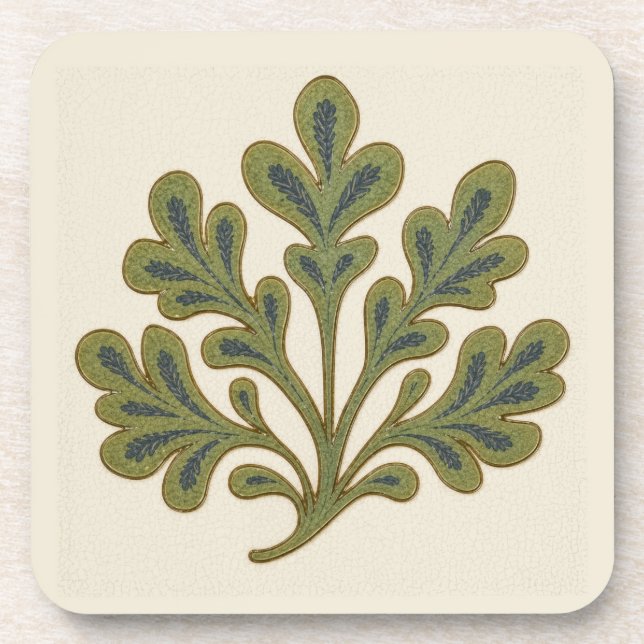  William De Morgan Stylistic Oak Leaf Coaster (Front)