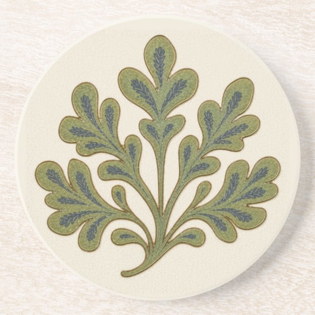  William De Morgan Stylistic Oak Leaf Coaster (Front)
