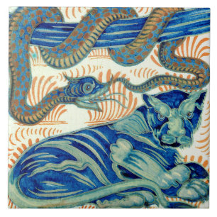 William De Morgan The Tiger And The Snake Ceramics Ceramic Tile