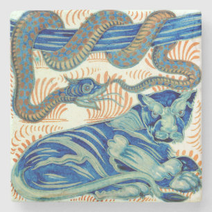 William De Morgan The Tiger And The Snake Stone Coaster