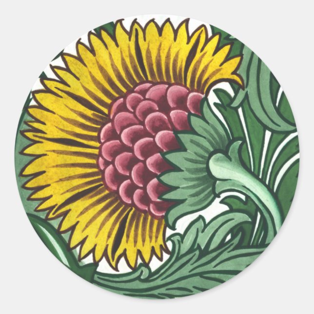 William de Morgan Tile Classic Round Sticker (Front)