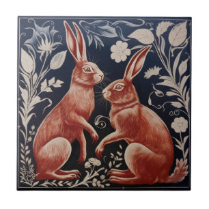 William De Morgan Two Hares  Ceramic Tile