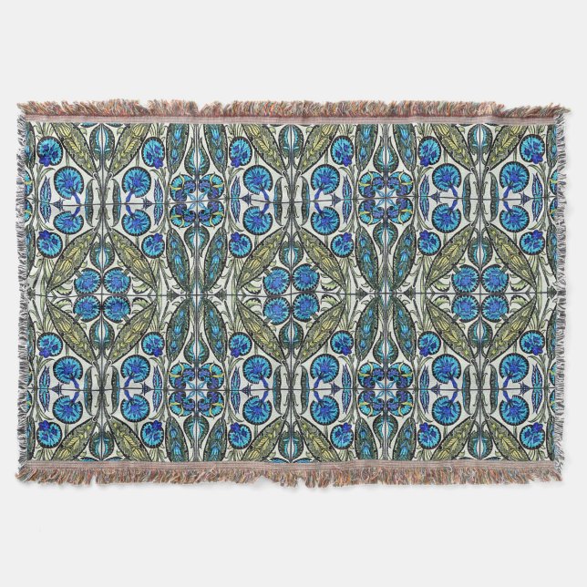 William De Morgan Victorian Textiles Throw Blanket (Front)
