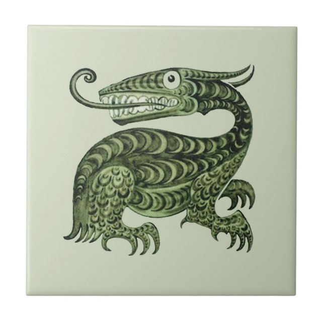 William De Morgan's Jabberwock Ceramic Tile (Front)