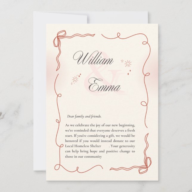 "William & Emma's Heartfelt wedding Card  (Front)