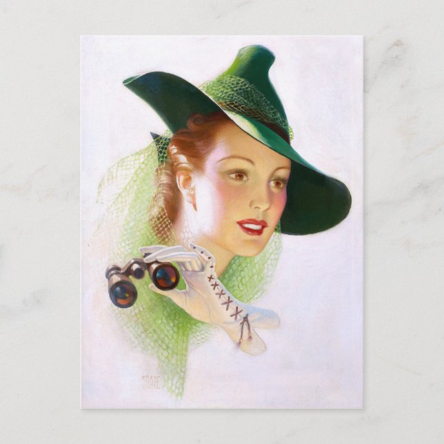 William Fulton Soare: Woman with Binocular Postcard (Front)