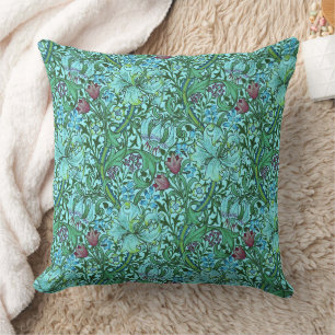 William Golden Lily Floral Flowers Blue Pink   Cushion