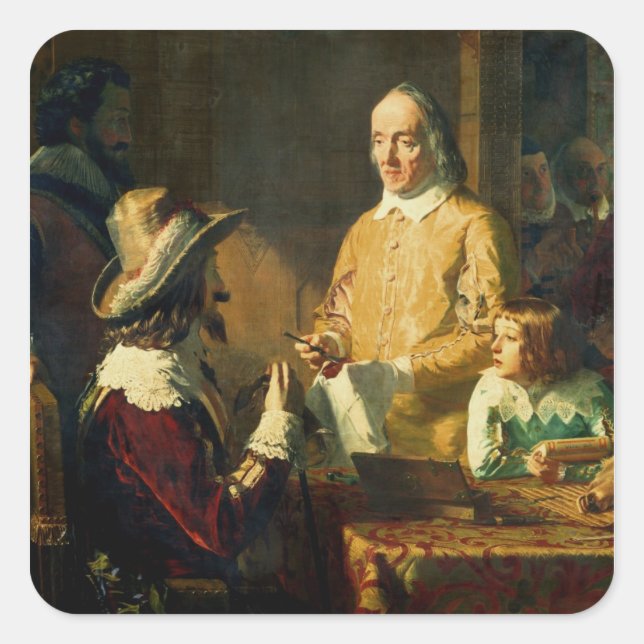 William Harvey  demonstrating to Charles I Square Sticker (Front)