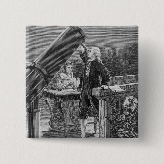 William Herschel  Discovers the Planet Uranus 15 Cm Square Badge (Front)