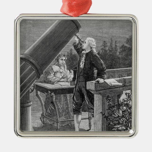 William Herschel  Discovers the Planet Uranus Metal Ornament (Front)