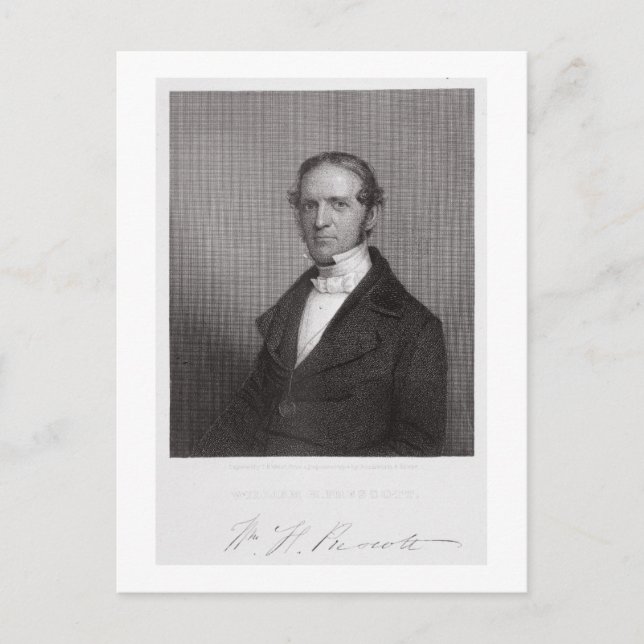 William Hickling Prescott, engraved by Thomas B. W Postcard (Front)