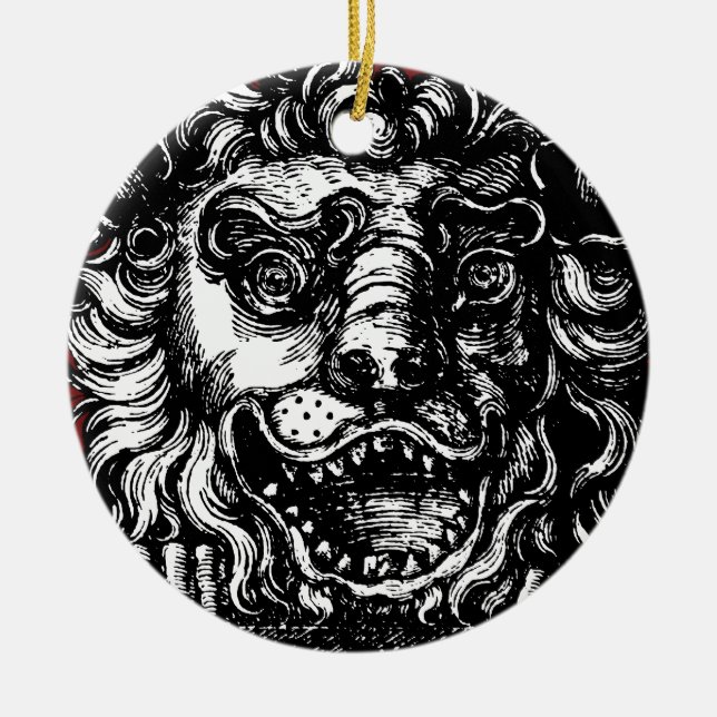 William Hogarth's Lion's Head Button's Tavern  Ceramic Ornament (Front)