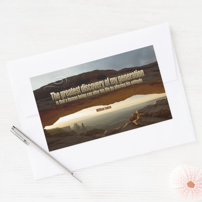 William James Inspirational Quote "Attitude" Rectangular Sticker (Envelope)