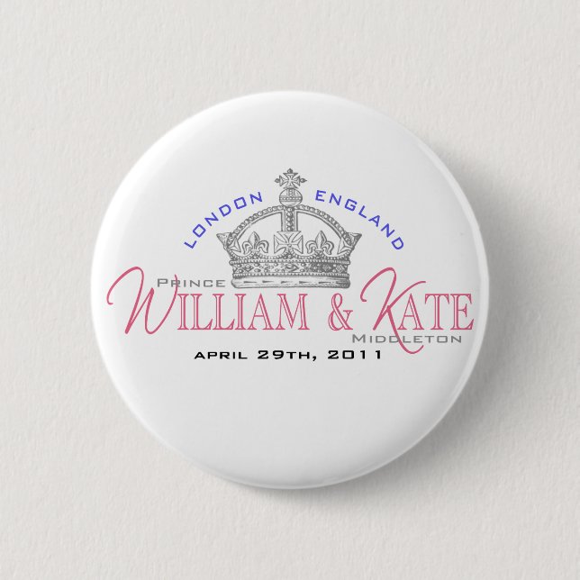 William & Kate Royal Wedding 6 Cm Round Badge (Front)