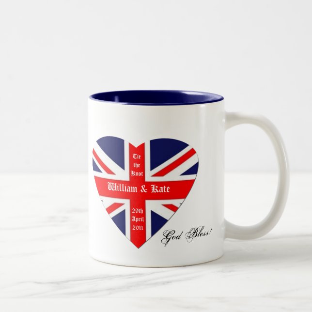 William & Kate-Union Jack/ Blessing+heart Two-Tone Coffee Mug (Right)