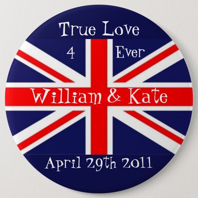William & Kate-Wedding+Union Jack 6 Cm Round Badge (Front)