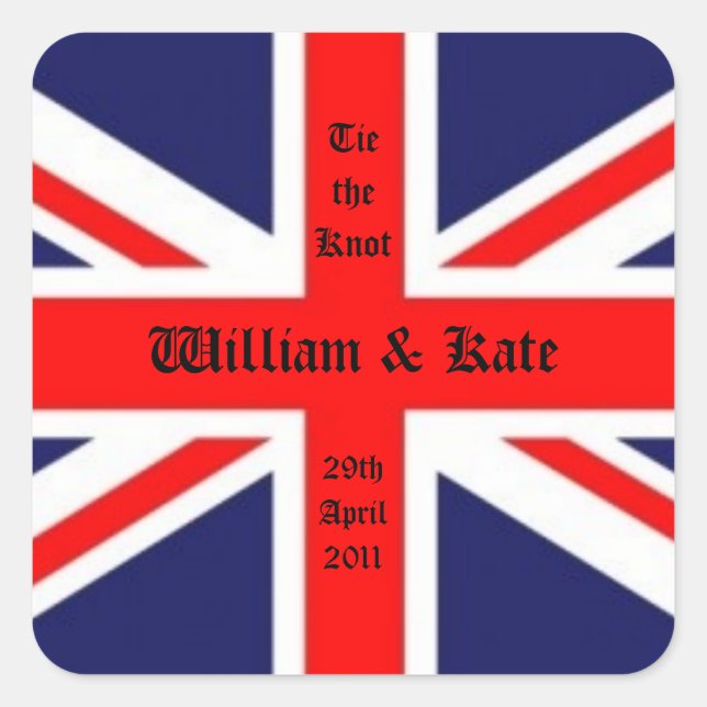 William & Kate Wedding-Union Jack Square Sticker (Front)
