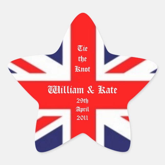 William & Kate Wedding-Union Jack Star Sticker (Front)